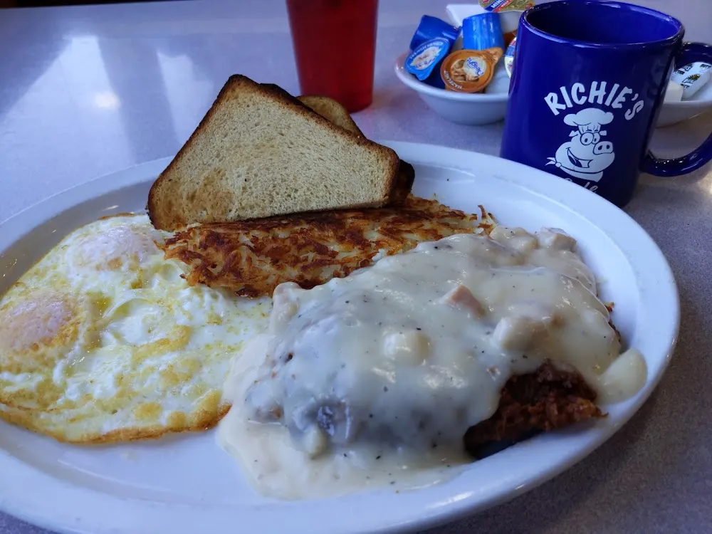 Chicken Fried Steak Eggs Hash Browns Toast